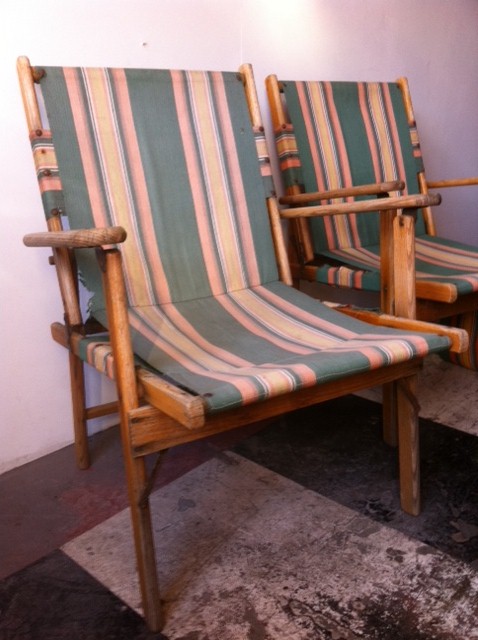 CHAIR, Steamer Chair - Green, Yellow Vintage