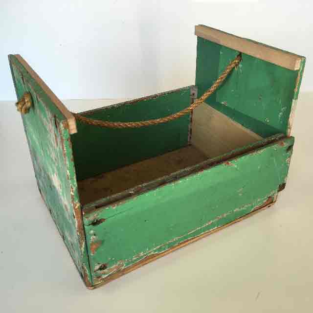 CRATE, Green Storage Box w Rope Handle